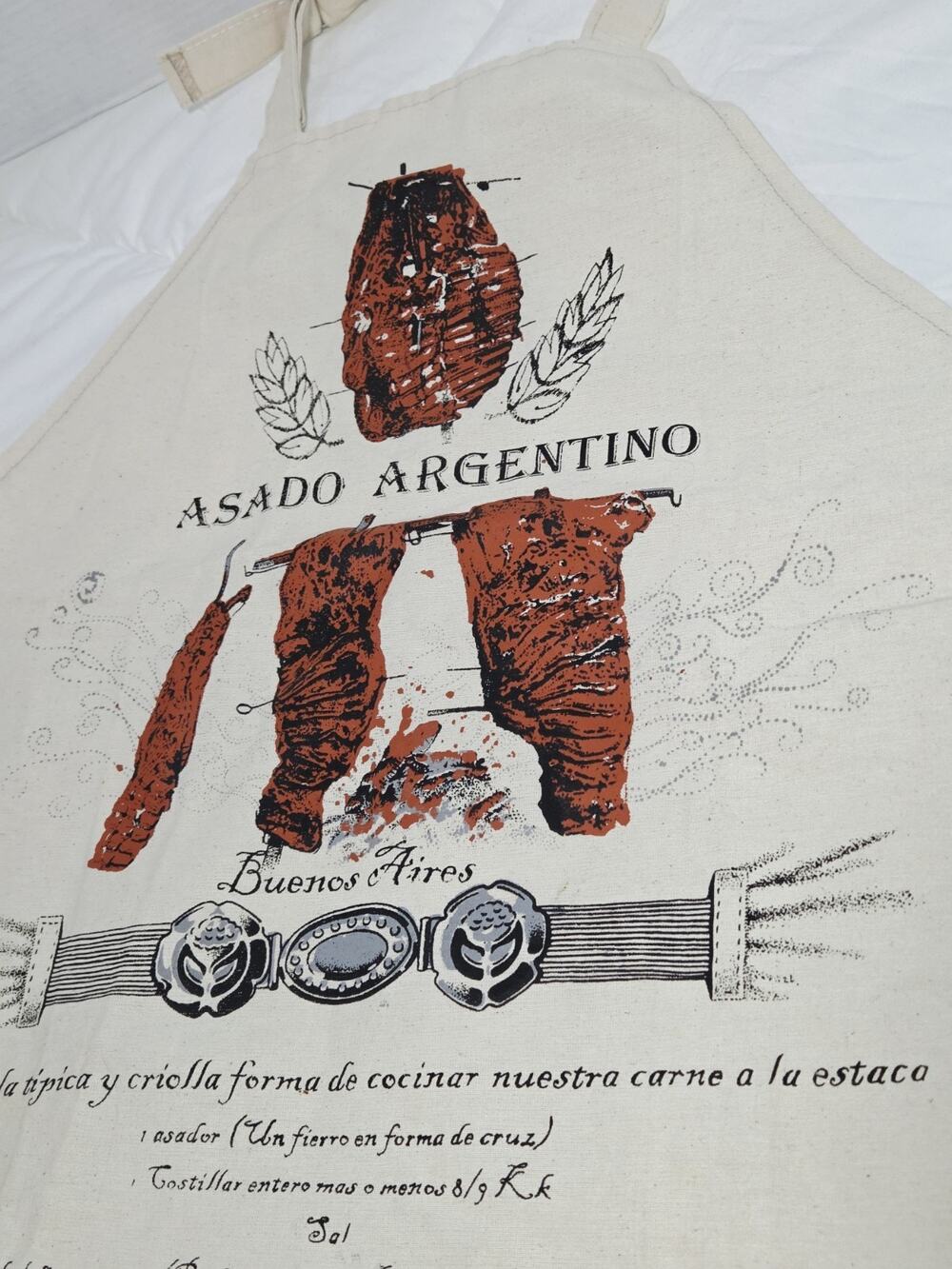 Patagonia Apron Delantal Asado Argentino Recipe Cortes Canvas Vtg Buenos Aires